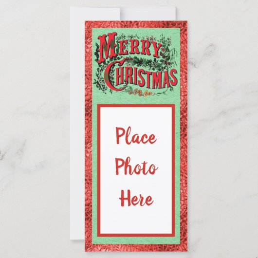 Traditionele kerst plat kaart met foto (Voorkant)