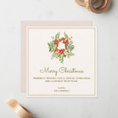 Traditionele kerst poinsetta krans notitiekaartje (Voorkant / Achterkant in situ)