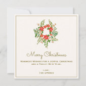 Traditionele kerst poinsetta krans notitiekaartje (Voorkant)