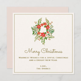 Traditionele kerst poinsetta krans notitiekaartje