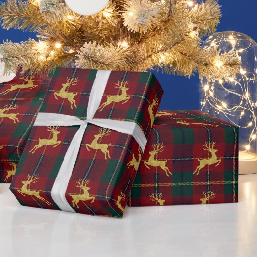 Traditionele Kerst Reindeer Plaid Cadeaupapier (Feestdagen)