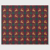Traditionele Kerst Reindeer Plaid Cadeaupapier (Vlak)