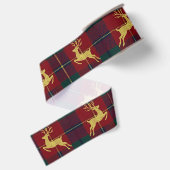 Traditionele Kerst Reindeer Plaid Grosgrain Lint (Achterkant)
