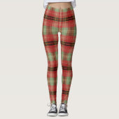 Traditionele Kerst Rode Groene Tartan Plaid Leggings (Voorkant)