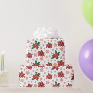 Traditionele Kerst Rood en Groen Botanisch Cadeaupapier