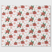 Traditionele Kerst Rood en Groen Botanisch Cadeaupapier (Vlak)