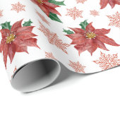 Traditionele Kerst Rood en Groen Botanisch Cadeaupapier (Rol Hoek)