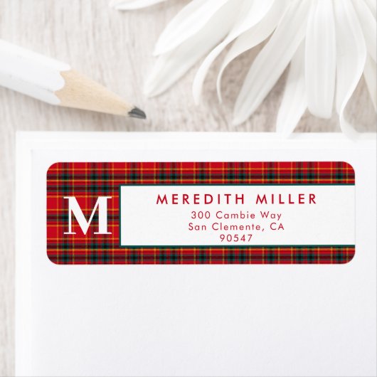 Traditionele Kerst Rood en Groen Plaid Etiket (Insitu)