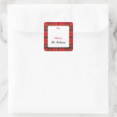 Traditionele Kerst Rood en Groen Plaid Vierkante Sticker (Tas)
