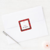 Traditionele Kerst Rood en Groen Plaid Vierkante Sticker (Envelop)
