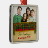 Traditionele Kerst Tartan Plaid Rood Groen Kerstmi Metalen Ornament (Rechts)