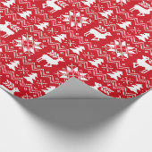 Traditionele kerst trui rood patroon cadeaupapier (Hoek)