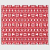 Traditionele kerst trui rood patroon cadeaupapier (Vlak)