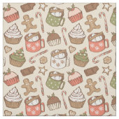 Traditionele Kerst Vintage Heet Cacaatje Cupcake Stof (Swatch)