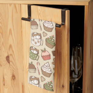 Traditionele Kerst Vintage Heet Cacaatje Cupcake Theedoek
