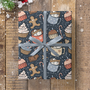 Traditionele Kerst Vintage Warme Chocolade Donkerb Cadeaupapier