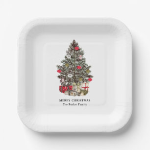 Traditionele kerstboom aangepaste naam papier bord