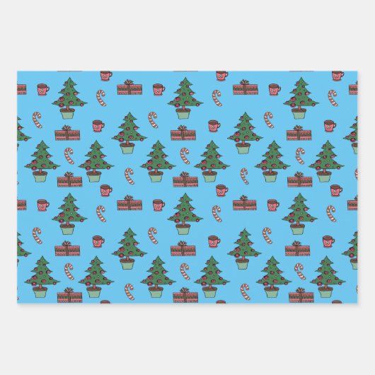 Traditionele kerstboom, Candy Cane Design Cft Inpakpapier Vel (Voorkant 3)