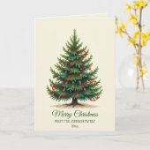 Traditionele kerstboom familie vakantie groet kaart (Gele Bloem)