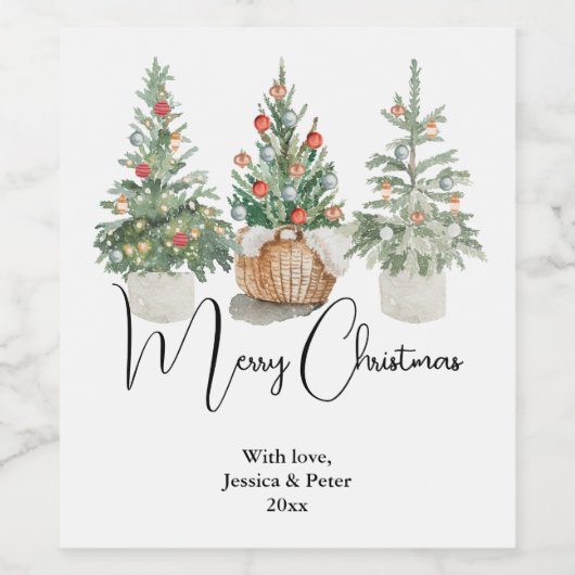 Traditionele Kerstboom groet Wijnlabel Wijn Etiket (Enkel label)
