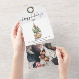 Traditionele kerstboom in één vakantiekaart all in one uitnodiging