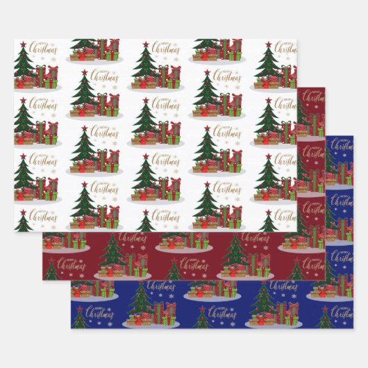 Traditionele Kerstboom Inpakpapier Vel (Set)