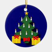 Traditionele kerstboom met kaarsen keramisch ornament (Voorkant)