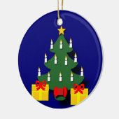 Traditionele kerstboom met kaarsen keramisch ornament (Links)