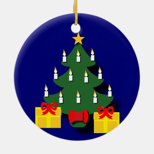 Traditionele kerstboom met kaarsen keramisch ornament (Achterkant)