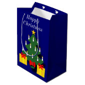 Traditionele kerstboom met kaarsen medium cadeauzakje (Achterkant Gekanteld)