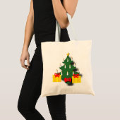 Traditionele kerstboom met kaarsen tote bag (Voorkant (product))
