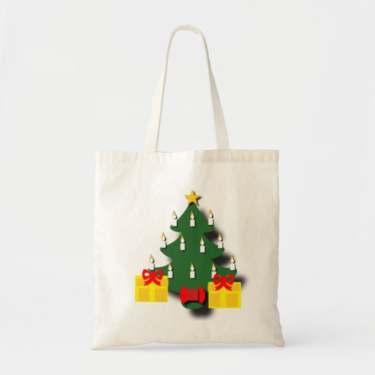 Traditionele kerstboom met kaarsen tote bag (Voorkant)