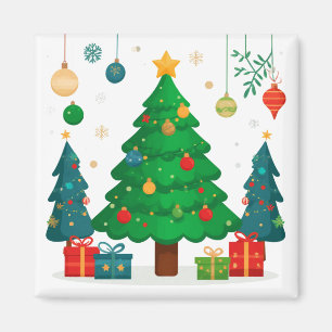 Traditionele Kerstboom Met Kleurrijke Versieringen Magneet