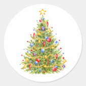 Traditionele kerstboom Vrolijke ronde Stickers (Voorkant)