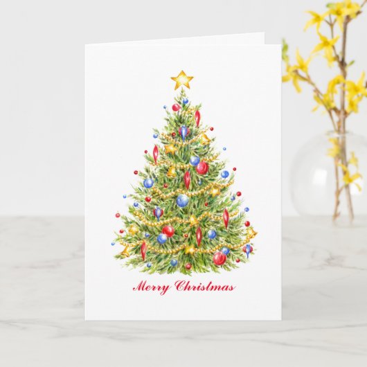 Traditionele Kerstboom Wenskaart Kaart (Gele Bloem)