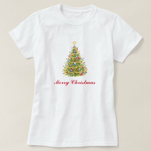 Traditionele Kerstboom Wenskaart T-shirt (Design voorkant)