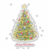 Traditionele kerstboomCustom-Cut Vinyl Sticker (Voorkant)