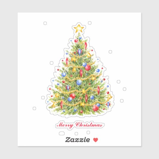 Traditionele kerstboomCustom-Cut Vinyl Sticker (Vel)