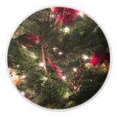 Traditionele kerstboomvakantie met rood en groen keramische knop (Voorkant)