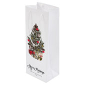 Traditionele kerstboomvakantie wijn cadeautas (Achterkant Gekanteld)