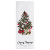 Traditionele kerstboomvakantie wijn cadeautas (Achterkant)