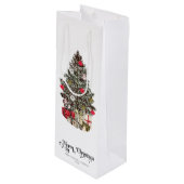 Traditionele kerstboomvakantie wijn cadeautas (Voorkant Gekanteld)