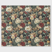 Traditionele kerstdennenbloemenvakantie cadeaupapier (Vlak)