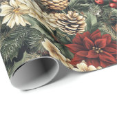 Traditionele kerstdennenbloemenvakantie cadeaupapier (Rol Hoek)