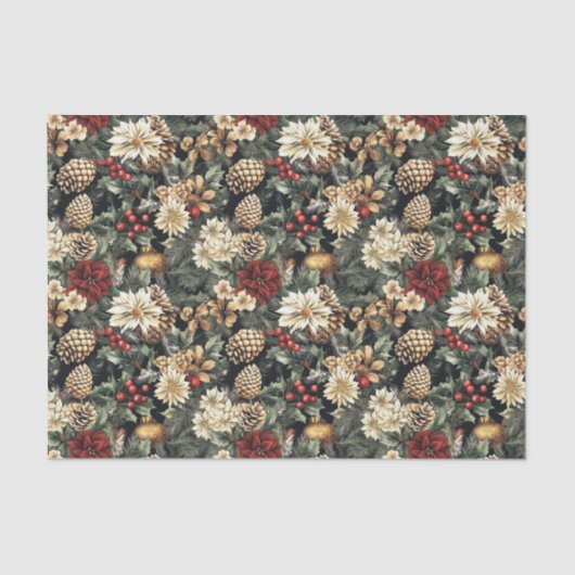 Traditionele kerstdennenbloemenvakantie tissuepapier (Voorkant)
