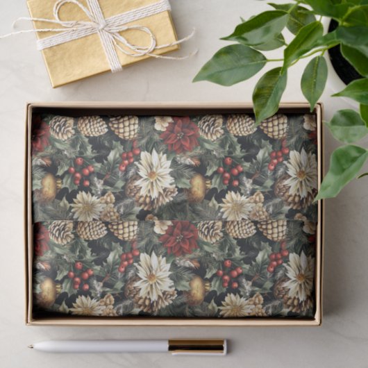 Traditionele kerstdennenbloemenvakantie tissuepapier (Geschenk)