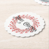 Traditionele kerstfeestbegroeting Berry Wreath Kartonnen Onderzetters (Gekanteld)