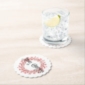 Traditionele kerstfeestbegroeting Berry Wreath Kartonnen Onderzetters (Insitu)