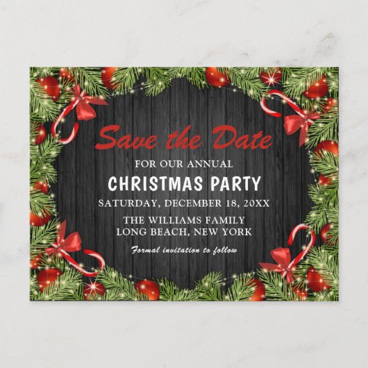 Traditionele kerstfeestdag | Datum opslaan Uitnodiging Briefkaart (Voorkant)