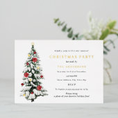 Traditionele kerstfeestdag met Waterverf Folie Uitnodiging (Staand Voorkant)